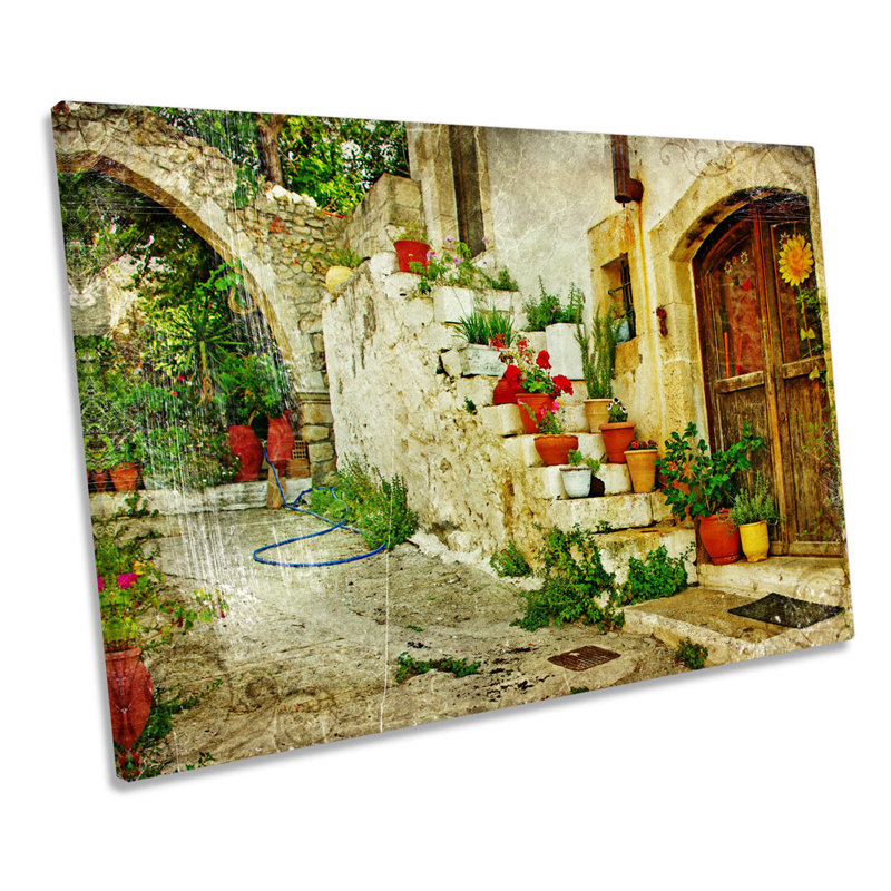 Mediterranean Street Grunge - Wrapped Canvas Print, 61cm H x 91.4cm W x 4cm D
