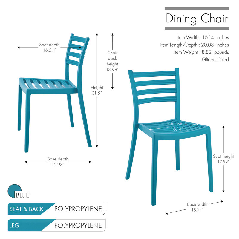 Chaise d'appoint à dossier échelle, bleu, 4