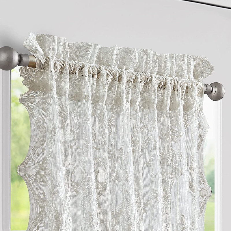 Bergerac Semi Sheer Curtain Pair, 30" W x 72" L, Ivory