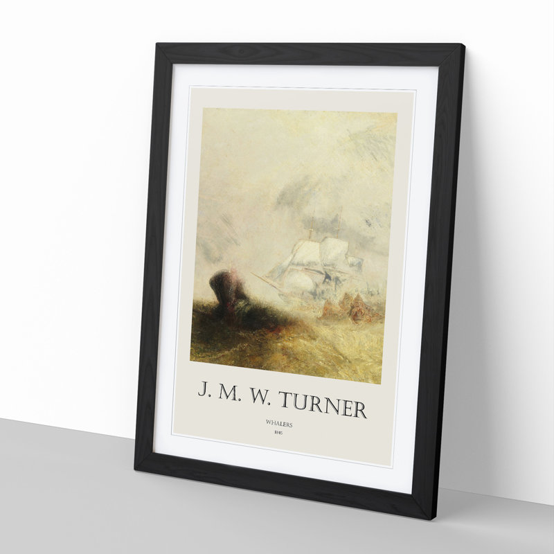The Whale Ship by Joseph-Mallord William Turner - Picture Frame Painting, 48cm H x 36cm W x 2cm D, Black Framed