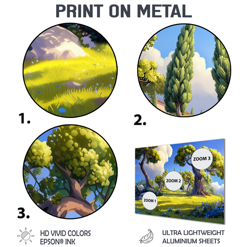 «The Swaying Cypress Pointillism X - Vangogh», art mural traditionnel en métal, H 30 po x l 40 po