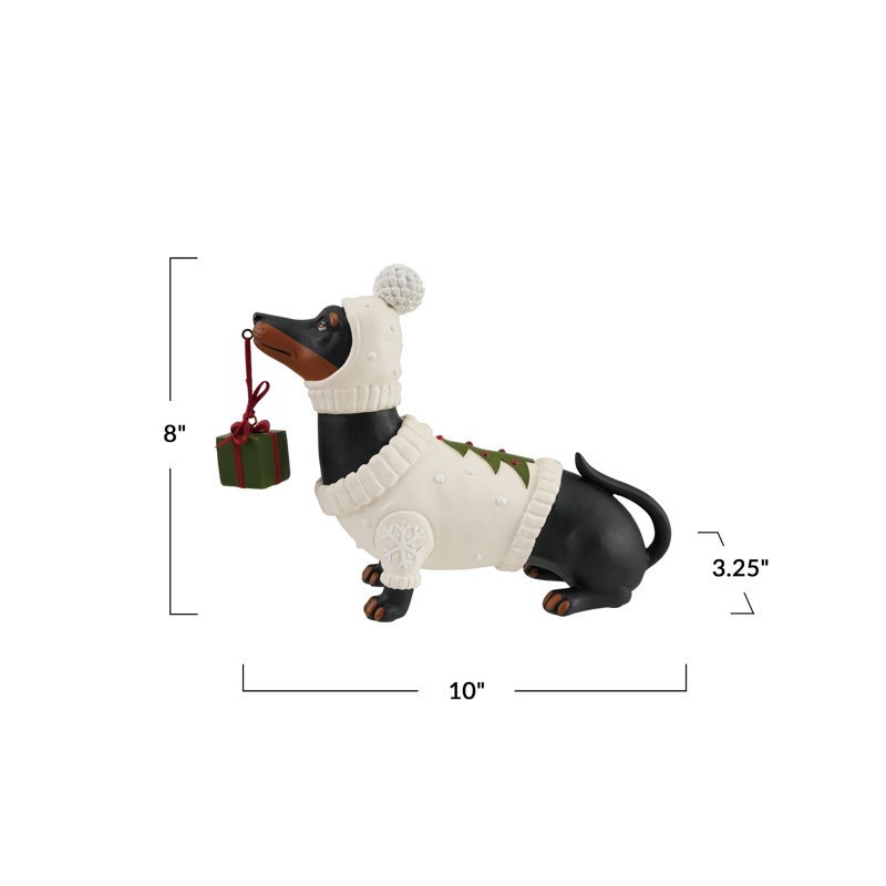 Festive Stone Dachshund Keepsake Box
