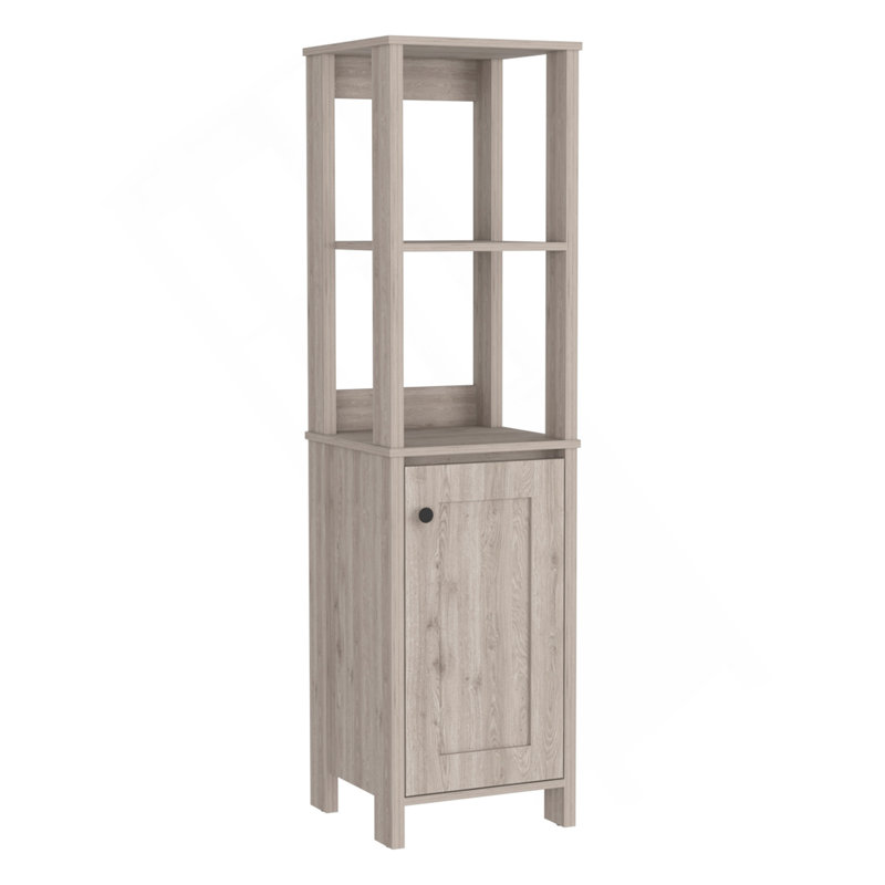 Linen Cabinet Jannes, Two Open Shelves, Single Door, Light Gray Finish, Light Gray