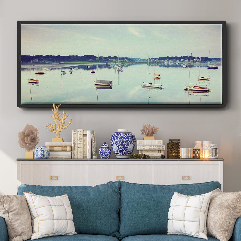 " Cape Ann Marina ", Black, 8" H x 20" W x 1.5" D