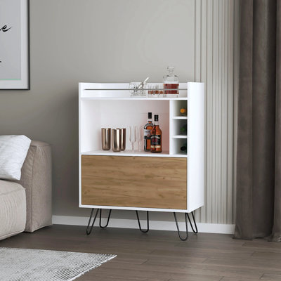 Bar à vin avec porte rabattable et rangement pour bouteilles de vin