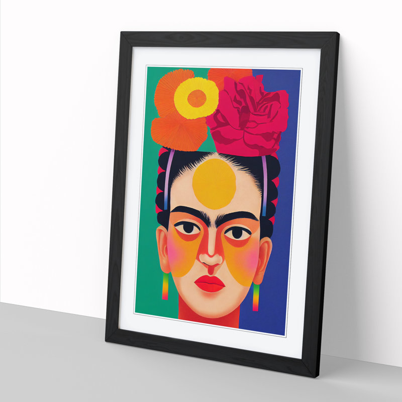 FRM-V0523-1058X Frida Kahlo Hypreprism - Picture Frame Graphic Art, 64cm H x 46cm W x 2cm D, Black Framed
