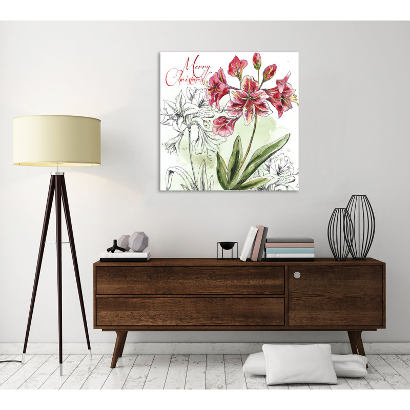 Christmas Amarillys: Merry Christmas - Wrapped Canvas Painting, 76.2 cm H x 76.2 cm W