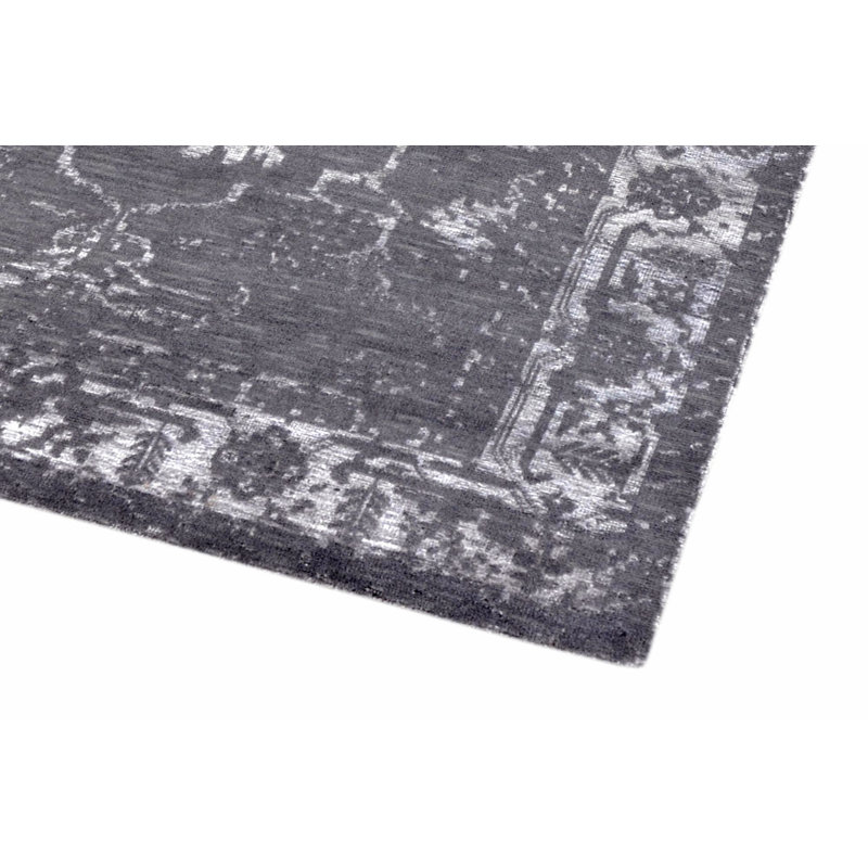 Oriental Hand-Knotted Wool/Silk Gray/White Area Rug, Rectangle 5' x 8'
