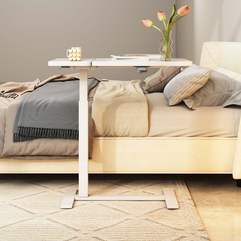 Mobile Adjustable Standing Desk, Blanc