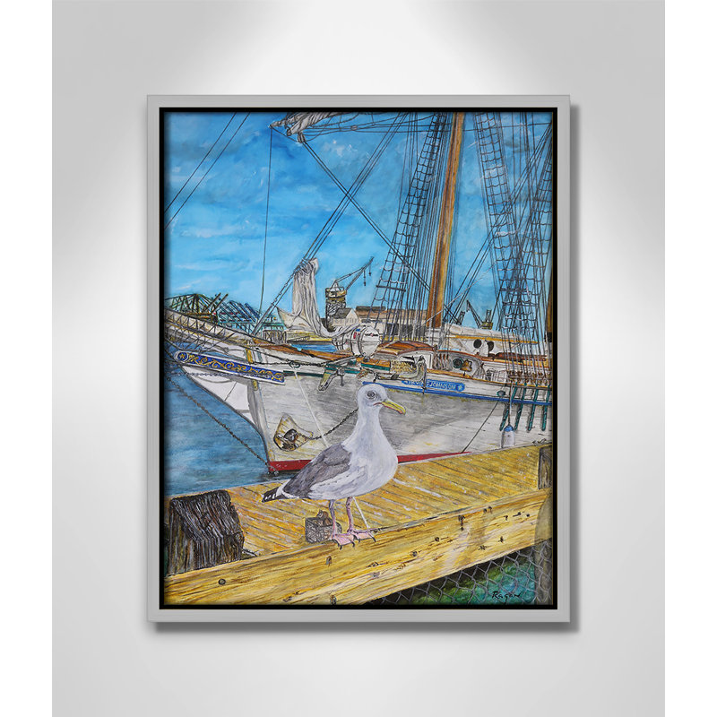 Impression de mouette par Mike Ragan pour , H 15,5 po x l 12,5 po, Argent argent