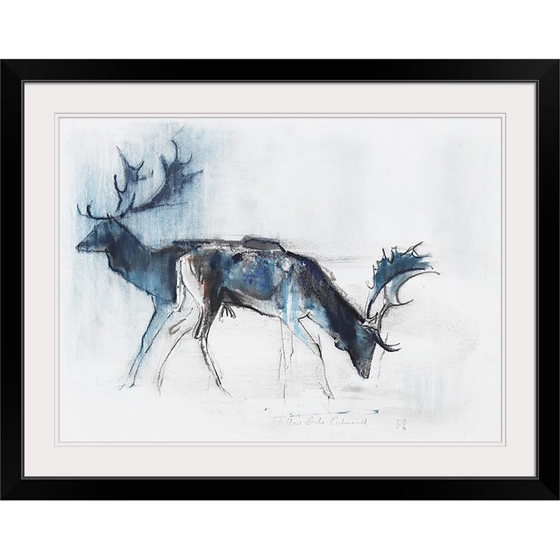 «Yusef Fallow Bucks, Richmond, 2006 (Charcoal)» par Mark Adlington, impression, H 18 po x l 24 po x P 1,25 po, Toile