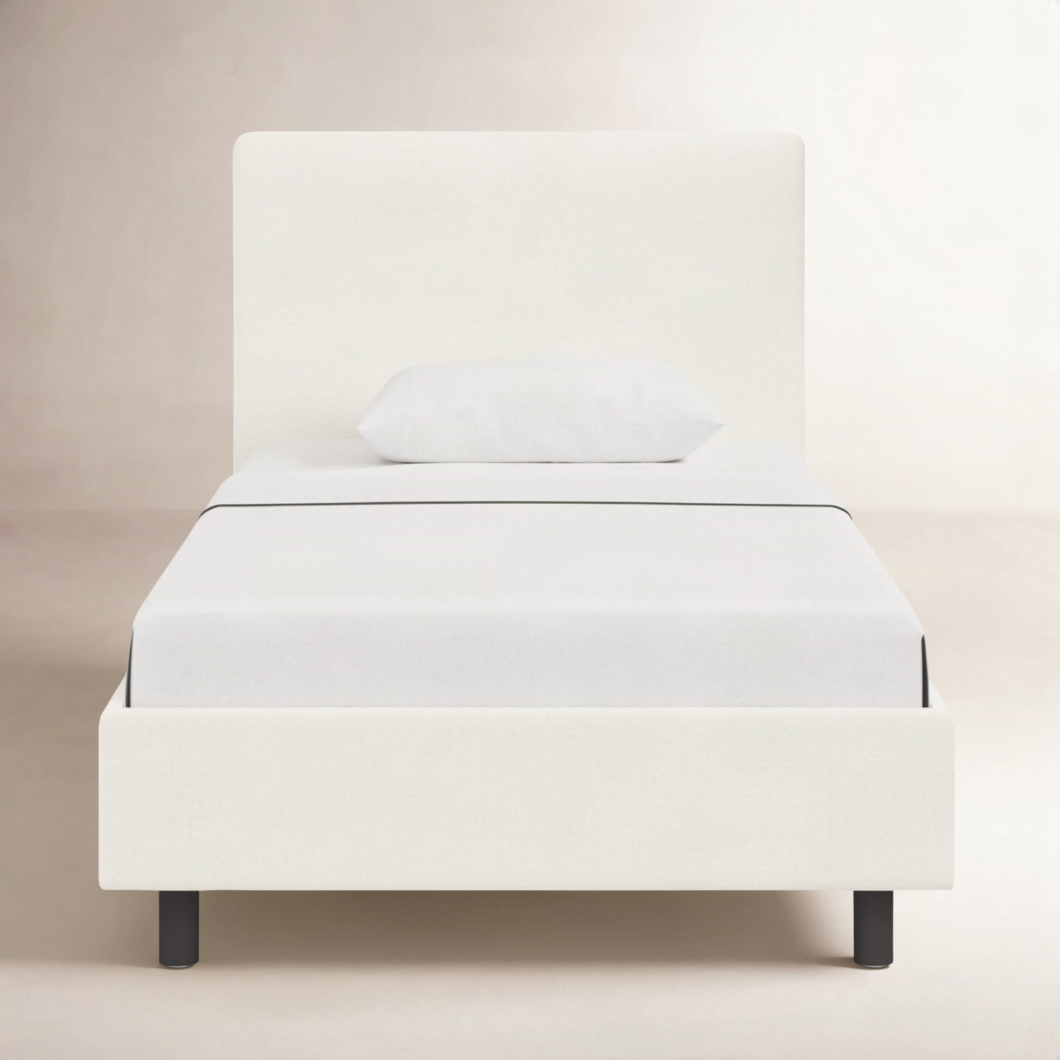Sawyer Platform Bed, Twin, Zuma White Textured Linen