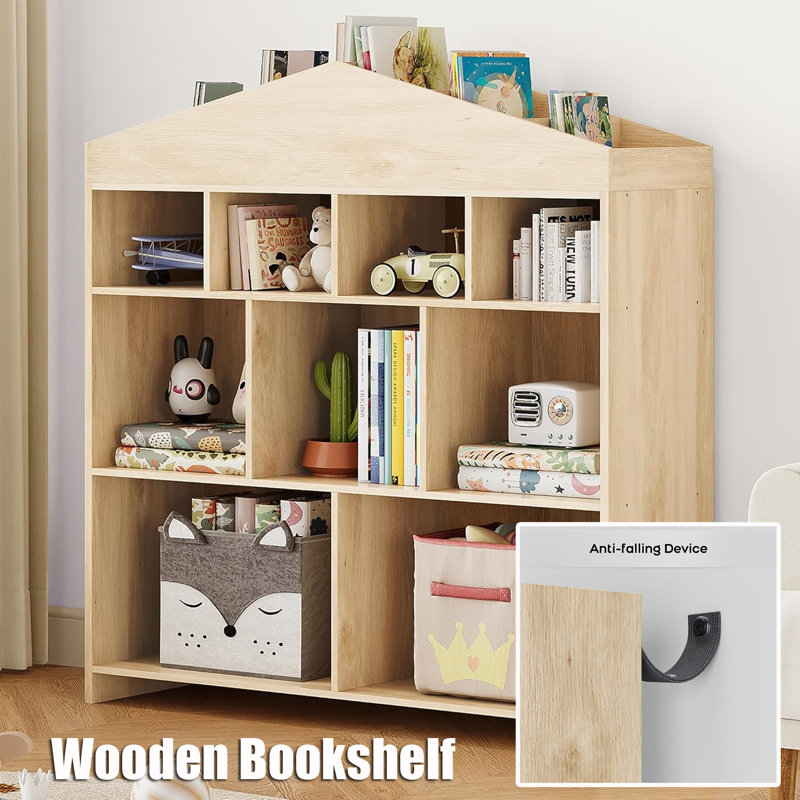 Bibliothèque de rangement pour jouets avec 9 casiers de rangement