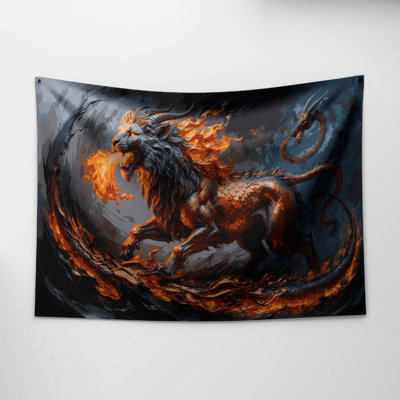 SciFi Chimera fire breathing beast Wall Tapestry