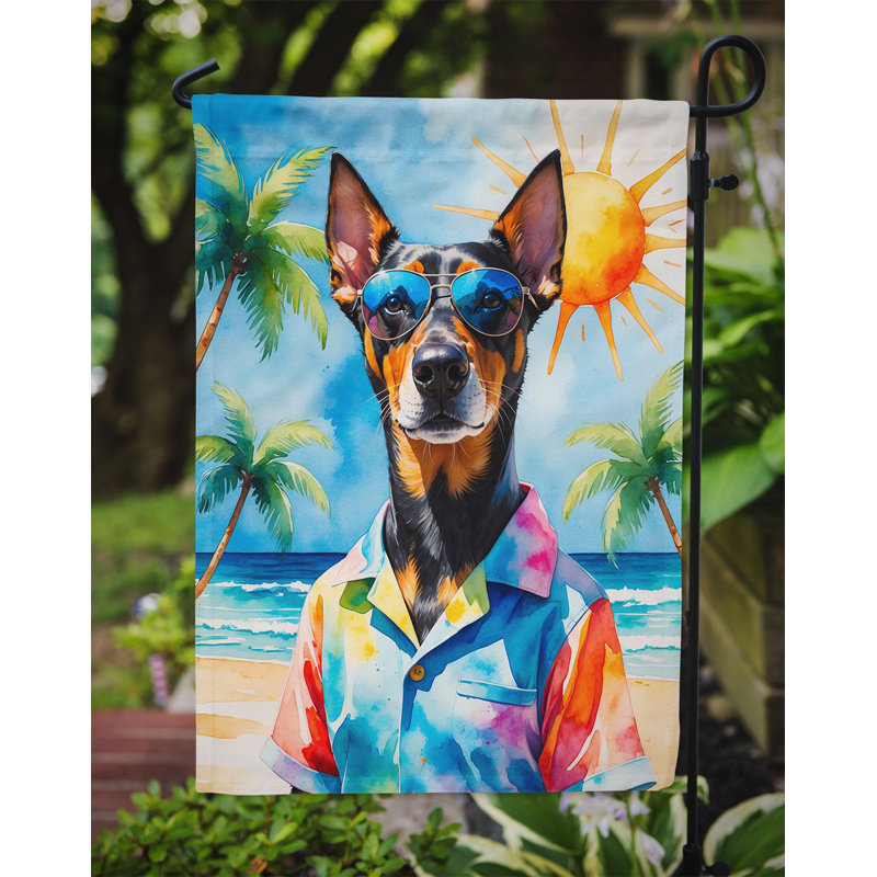Bouvier bernois avec drapeau de jardin, Doberman Pinscher