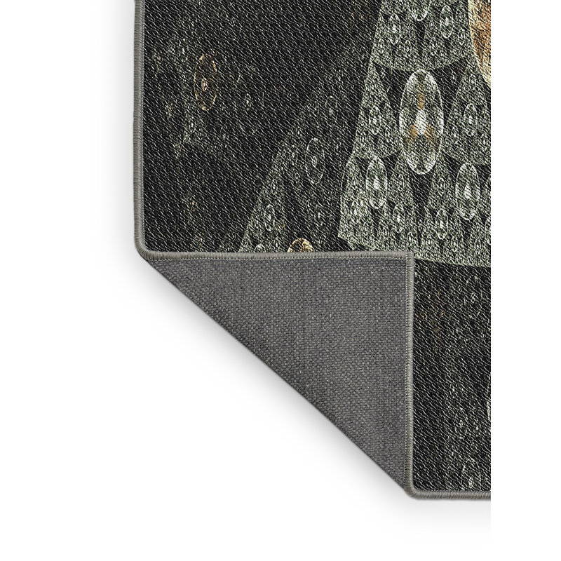 Tapis noir/brun tissé à la machine, Rectangle 3 pi x 5 pi