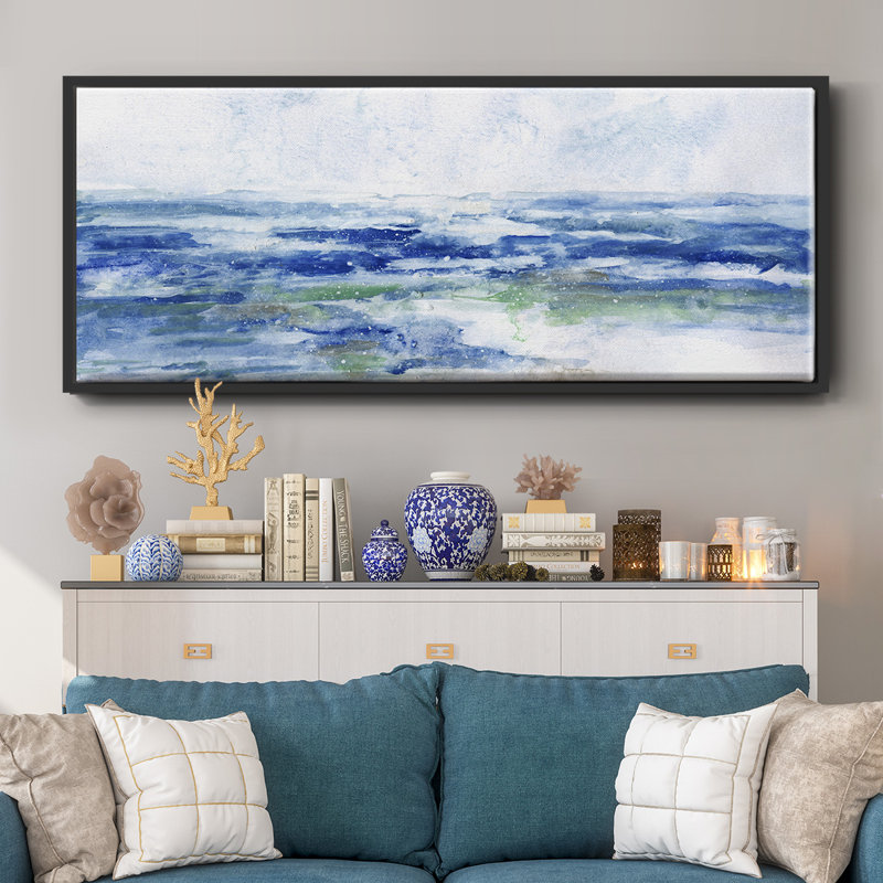 Soft Ocean Waters I- Framed Canvas
