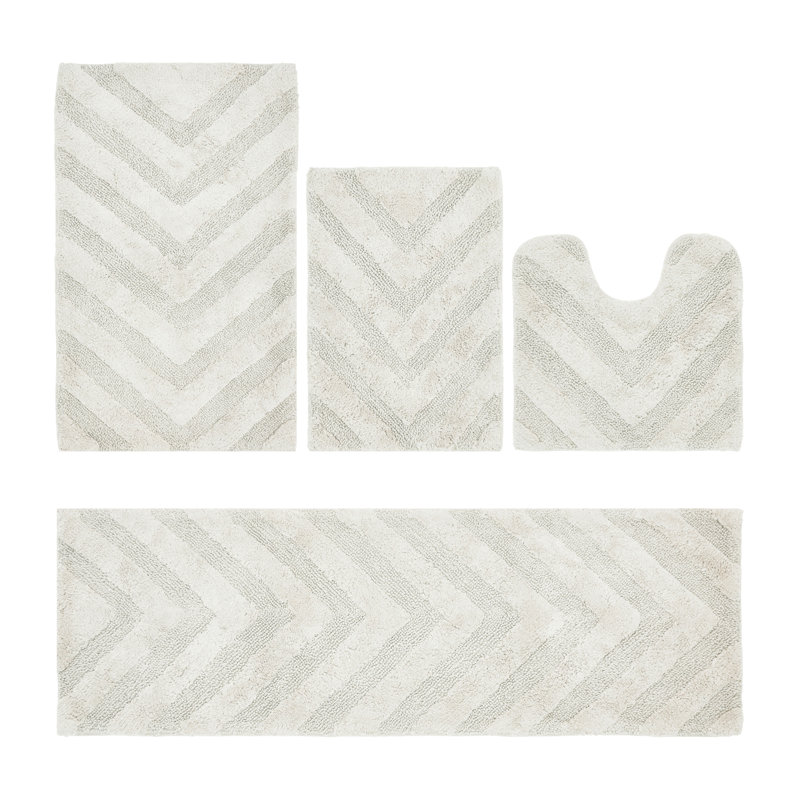 Hugo Premium 100% Cotton 2370 GSM 4-Piece Tufted Bath Rug Set with Non-Slip Spray Latex Backing, OEKO-TEX® Certified, Super Absorbent & Machine Washable, Ivory