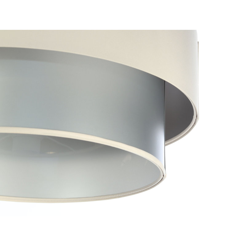 Shandra 1 - Light Black Drum Pendant, 20cm H x 60cm W x 60cm D, Silver/Grey