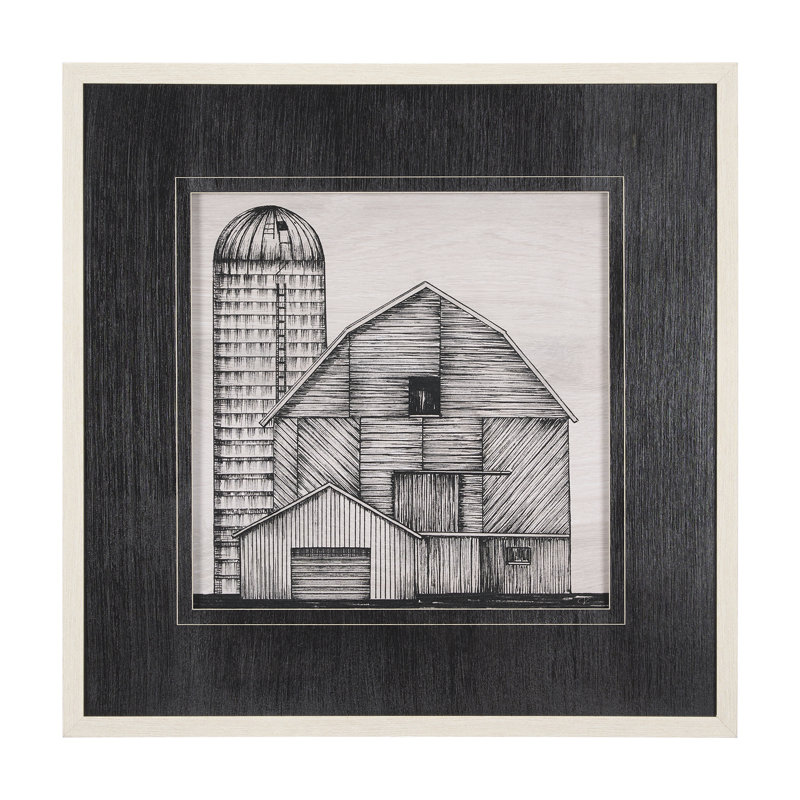 Barn Buildings I a Hand Embelished Textured, 31.5L x 1.6W x 31.5H, Bâtiments de grange I