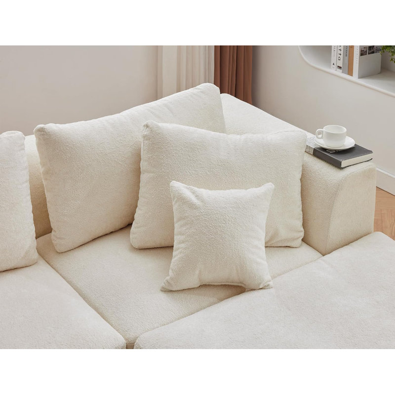 Canapés modulaires, canapé convertible avec repose-pieds, Velours côtelé beige