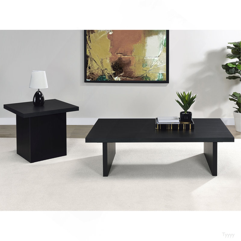Caroline Black 2-Piece Rectangular Coffee And End Table Set