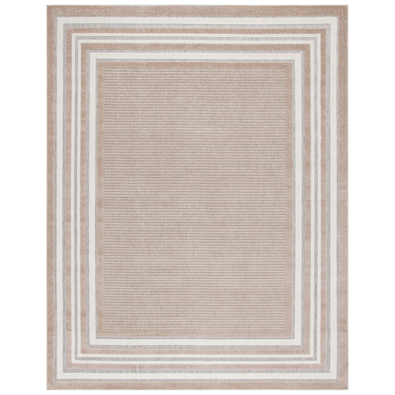 Aydun 303 Area Indoor/Outdoor Area Rug In Beige / Ivory, Round 6'7"