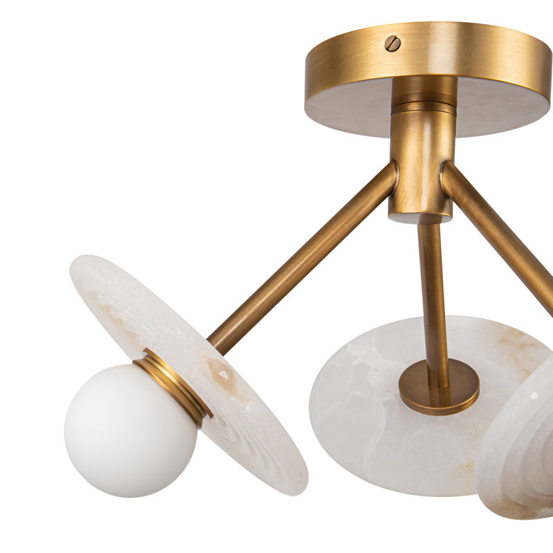 Dahlia 3 - Light Semi Flush Mount, Vintage Brass
