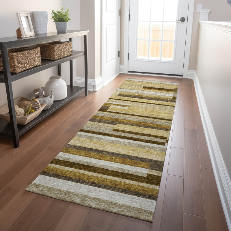 Premium Machine Washable Prisco Khaki Rug, Runner 2'3" x 7'6"