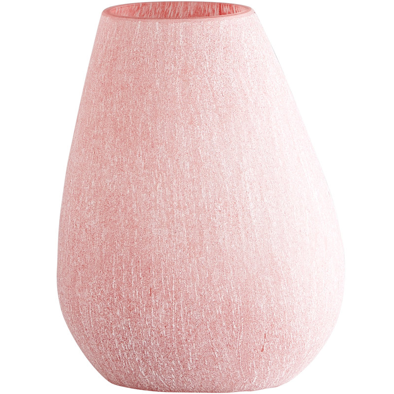 Vase de table en céramique rose Sands, H 13,5 po x l 9 po x P 4,5 po