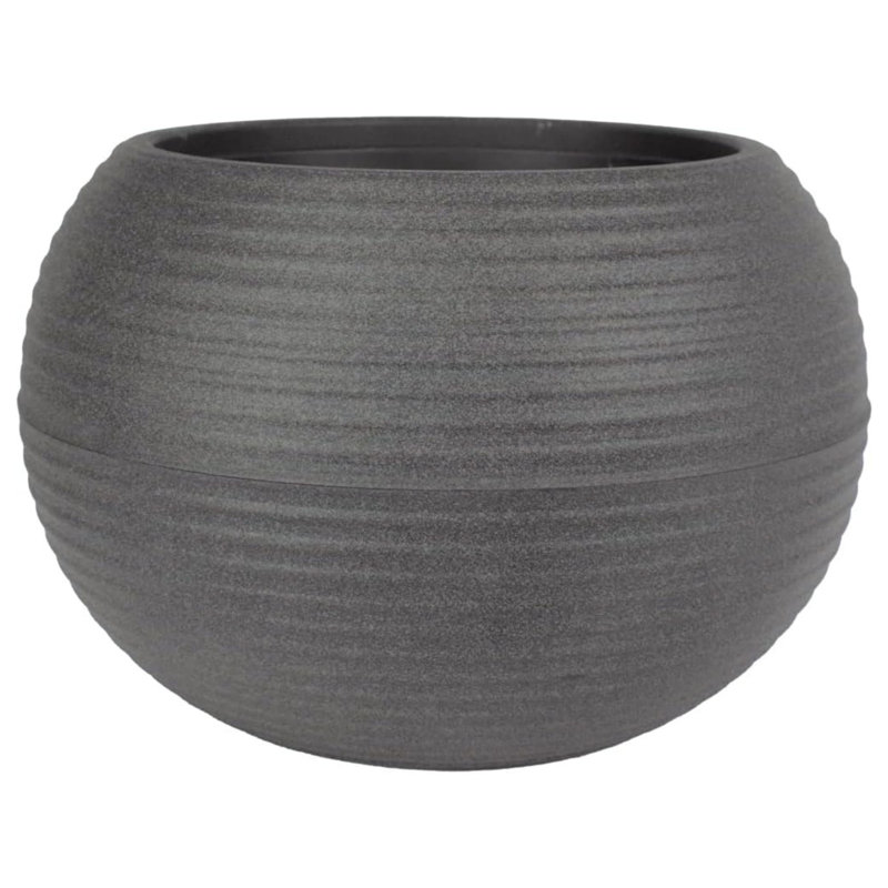  8 Inch Atlas Sphere Planter, Round Plastic Plant Pot, Gray, Gray