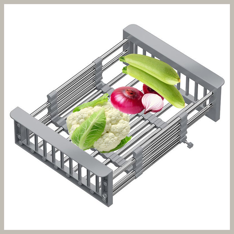 Égouttoir à vaisselle réglable en acier inoxydable au-dessus de l'évier, égouttoir à vaisselle pour comptoir de cuisine