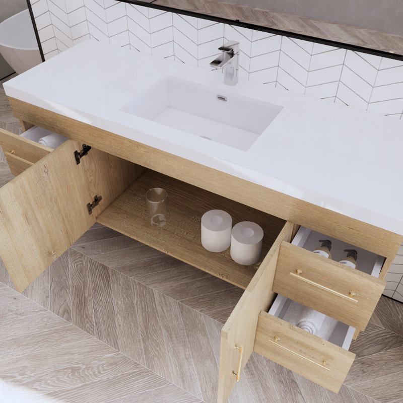 Ensemble de meuble-lavabo simple 59 po Berner, Chêne