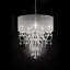 Grand plafonnier 31,5 po "Evangelia", accents argent et cristal, abat-jour transparent