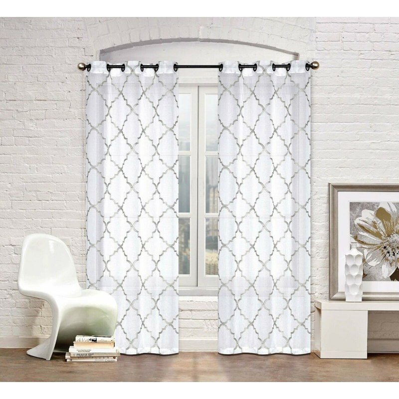Lillias Sheer Curtain Pair, Taupe