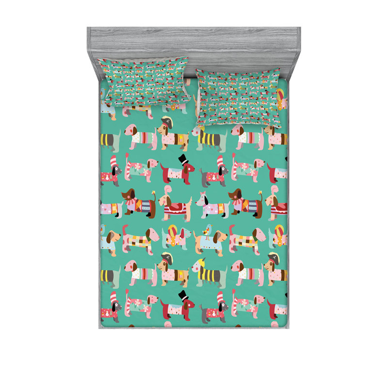 Multicolore drap-housse et coussin décoratif Ambesonne, Ensemble de draps pour très grand lit californien
