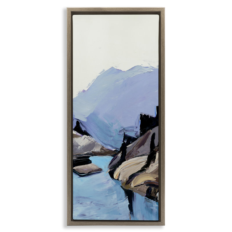 Art mural sur toile Mountain River Abstraction Floater par Julie Denise, H 25 po x l 11 po, Cadre flottant orme Montalcino