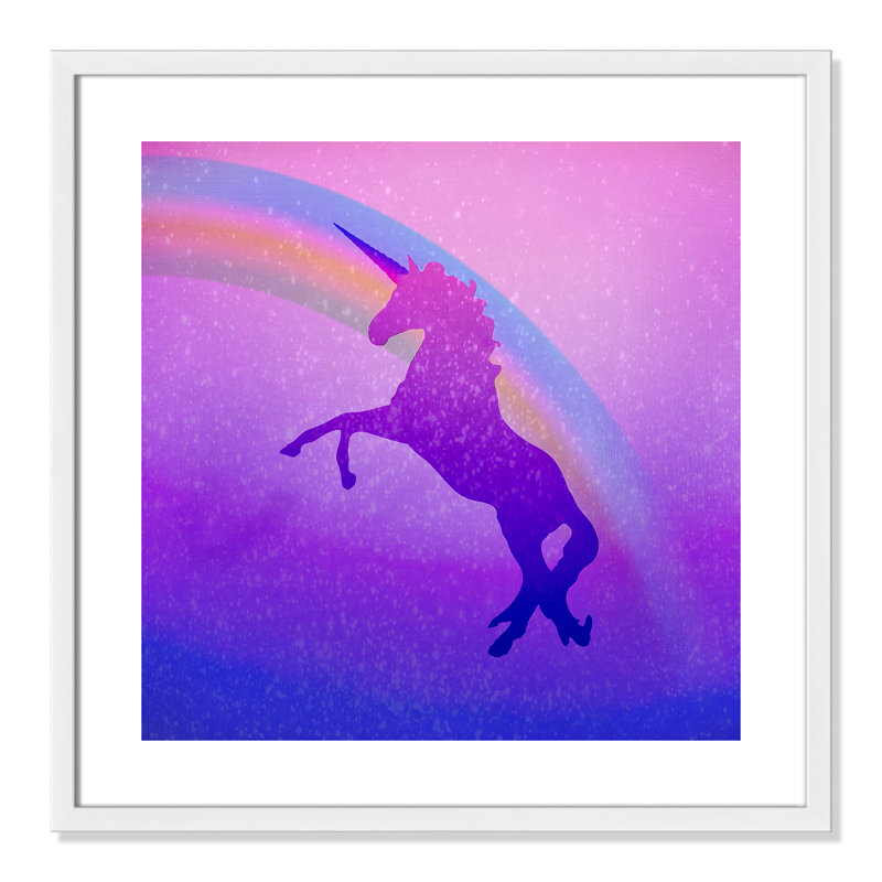 « licorne 2 », art encadré, H 23,5 po x l 23,5 po x P 1,19 po, Encadré de boîte blanc