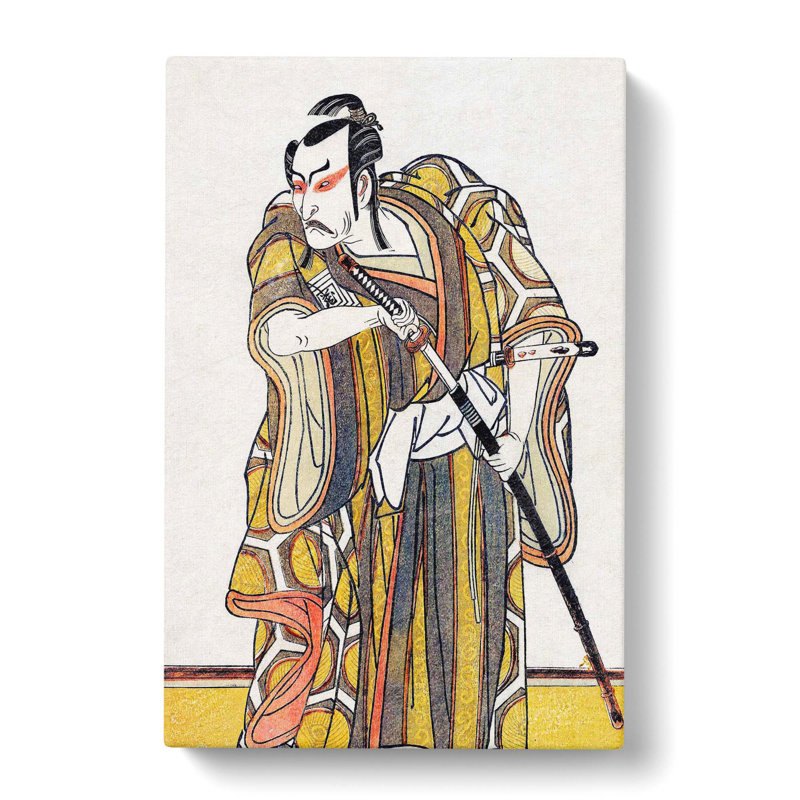 Samurai Drawing A Sword by Katsukawa Shunsho - Wrapped Canvas Painting, 60cm H x 40cm W x 3cm D