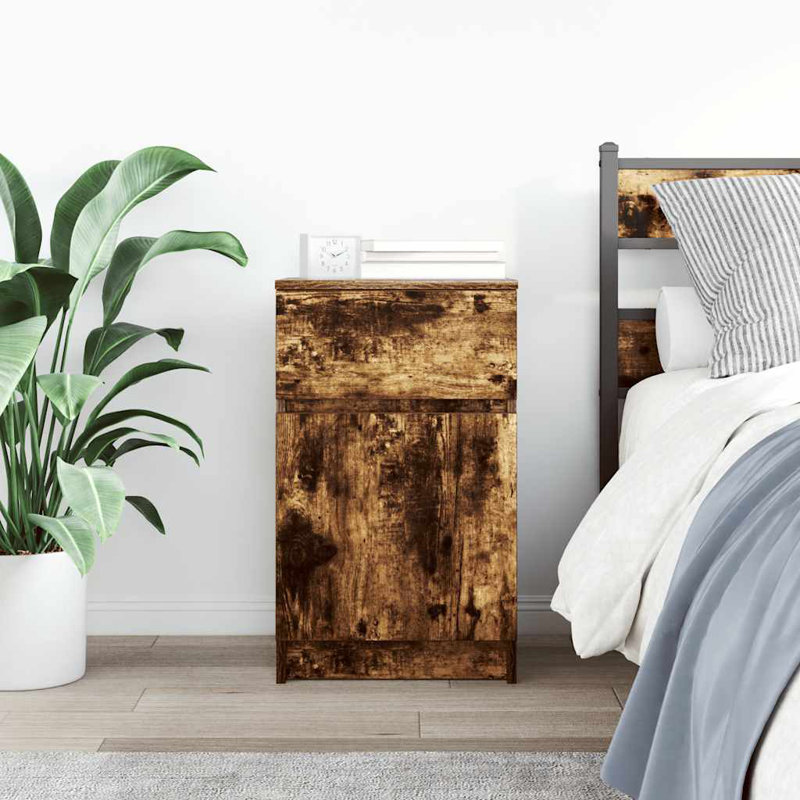 Bedside Cabinet 39X35x65 Cm Engineered Wood, Smoked Oak