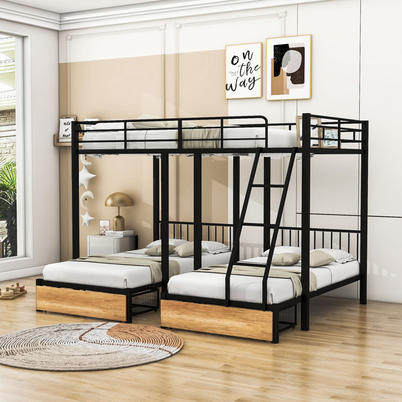 Kirkbride Kids Bunk Bed with Drawers , Black