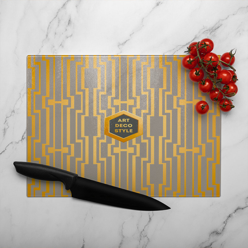 Art Deco Style Glass Chopping Board, 28cm L x 20cm W