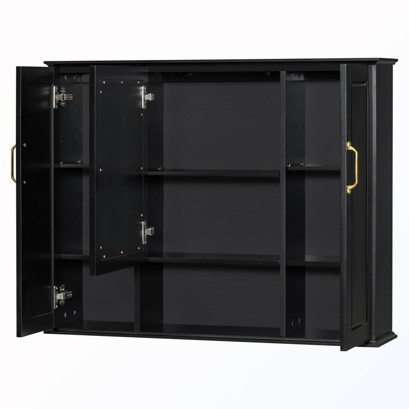 Armoire de rangement murale avec miroir, Noir