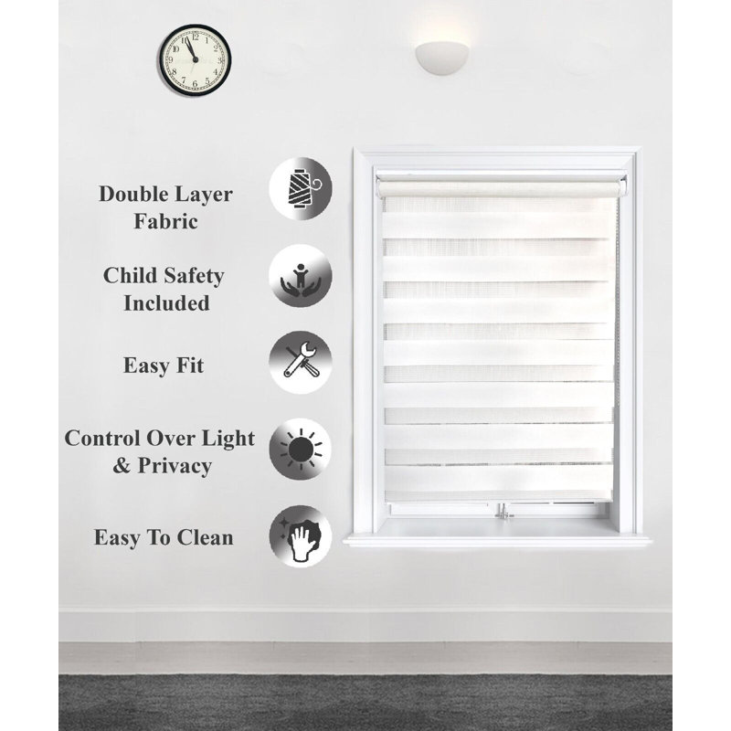 Roller Blind, 60"W x 165"L, White