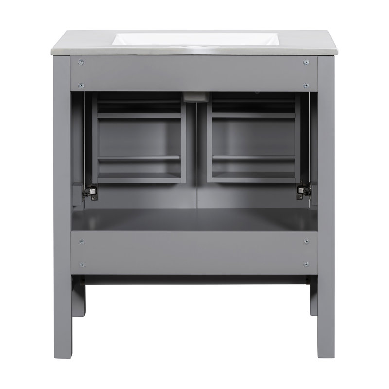 Meuble-lavabo élégant avec rangement fonctionnel et caractéristiques haut de gamme, Gris