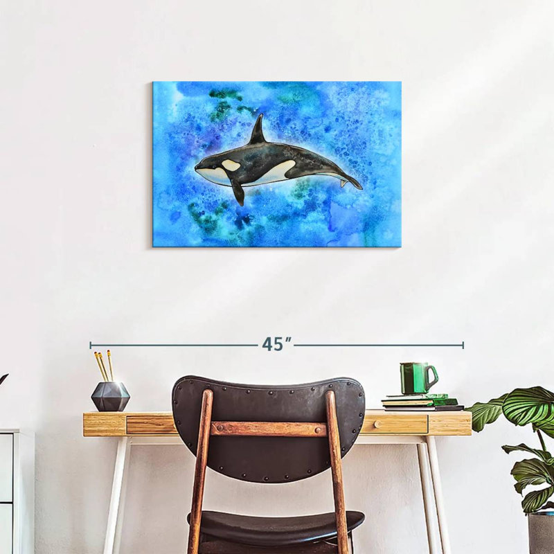 Brampt Orca On Blue, 20'' H x 30'' W