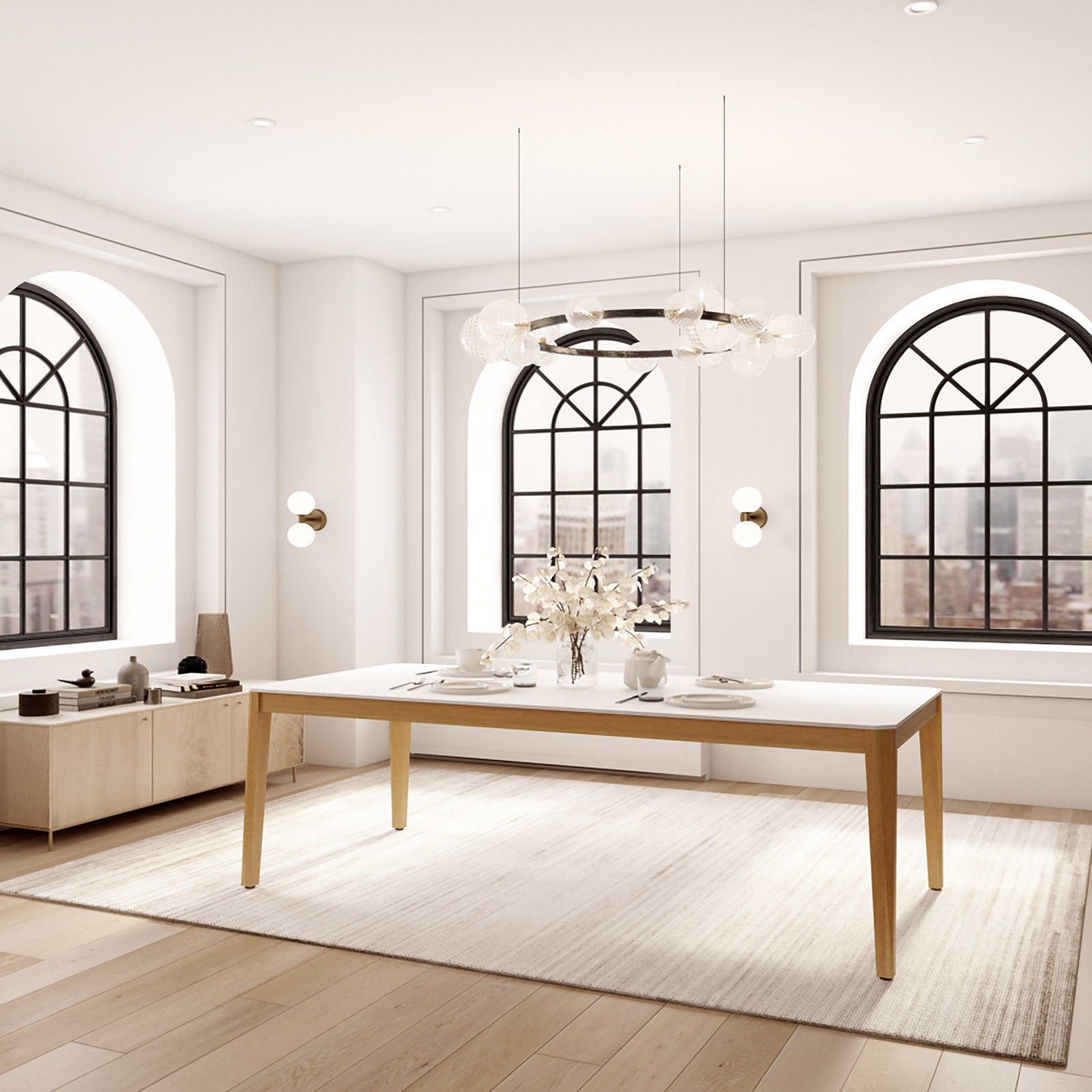 Alvine Dining Table, 30" H x 67" L x 40" W, White