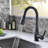 Commercial Black Kitchen Faucet With Pull Out Sprayer, Single Handle Single Lever Kitchen Sink Faucet