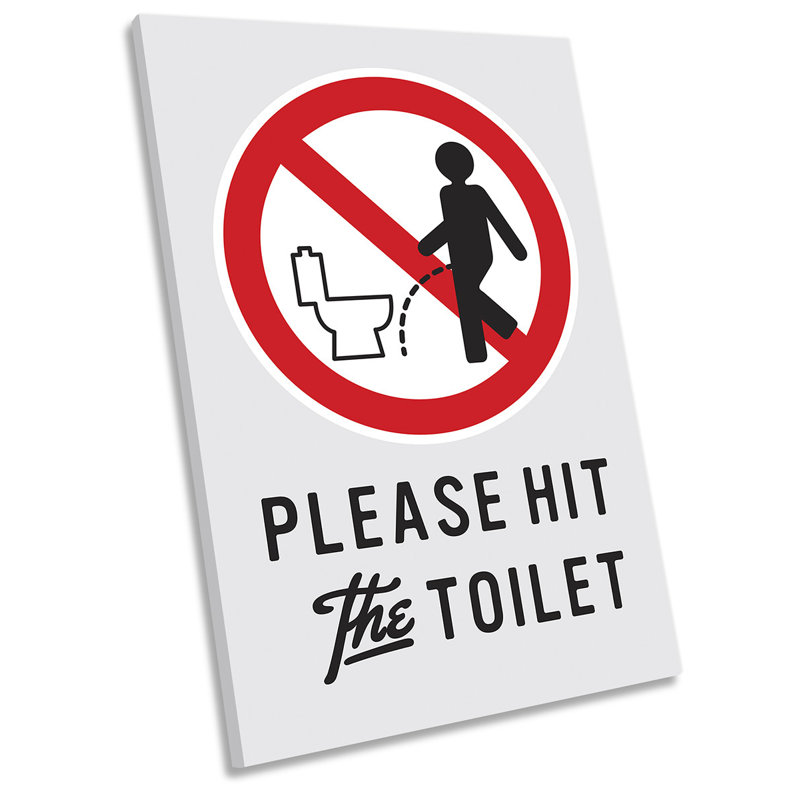 Funny Toilet Sign Bathroom Picture - Wrapped Canvas Art Prints, 45.7cm H x 30.5cm W x 2cm D