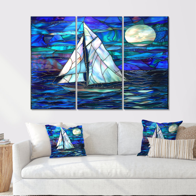 Amarre - ensemble d'art mural bateau, Toile tendue, H 40 po x l 60 po x P 1 po